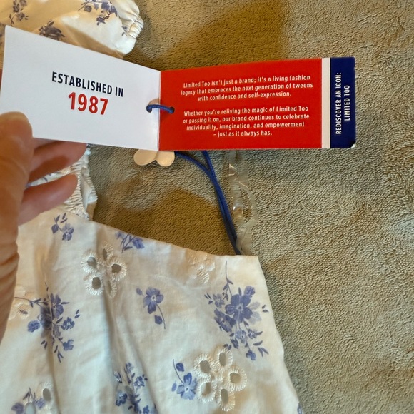 NWT Limited Too White eyelet romantic corset style camisole blue flowers XXL - Picture 7 of 12